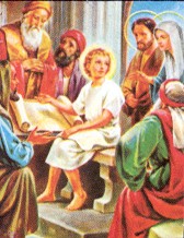 Jesus im Tempel, wo ihn Maria und sein Nährvater Josef wiederfand.